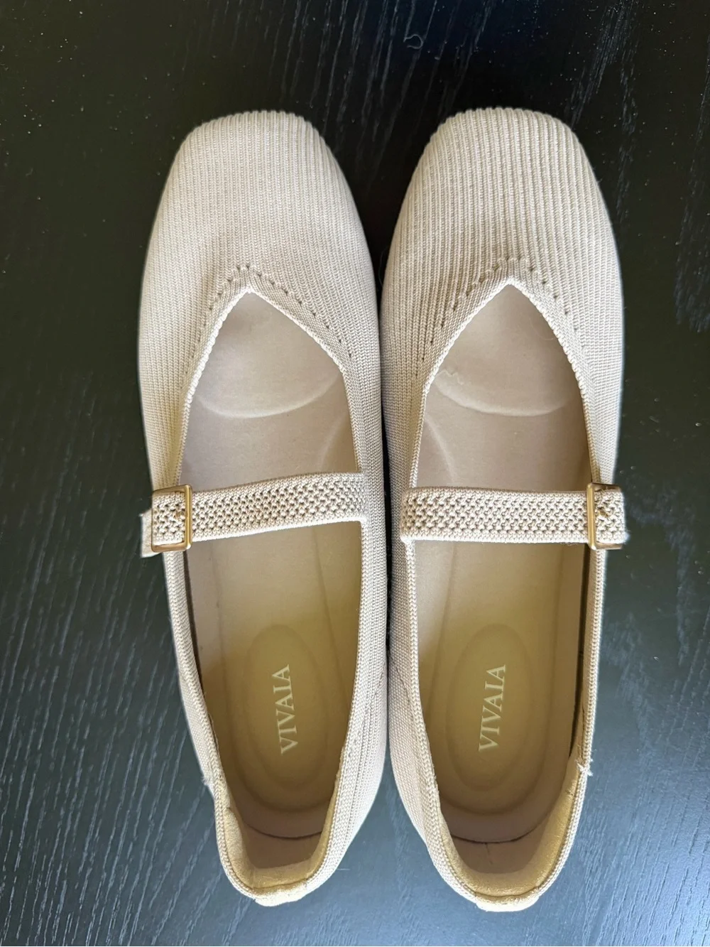 VIVAIA Margot Mary Jane Flats in Almond - Women's Size 8.5 WIDE - Never Used NWO